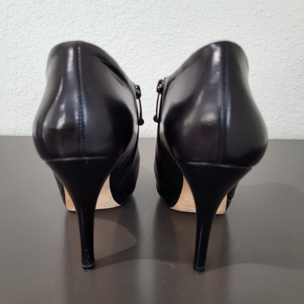 Via Spiga Black Leather Platform Stiletto Ankle Booties SZ 7.5 - Picture 4 of 11